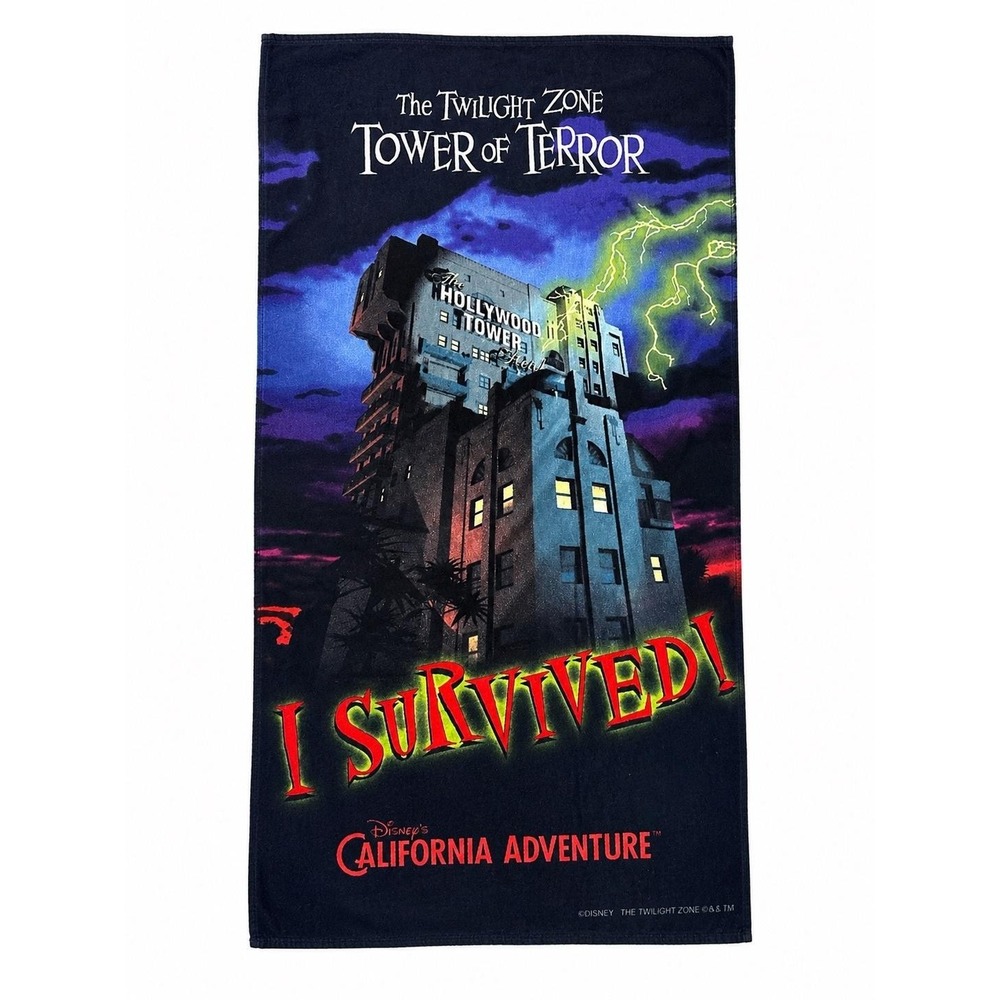 Twilight Zone Tower Of Terror I Survived Disney Beach Towel California Adventure
